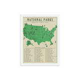 National Park Checklist Map Poster | Updated All 63
