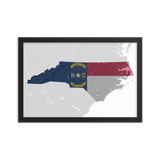 North Carolina Physical Map Flag Poster