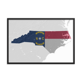 North Carolina Physical Map Flag Poster