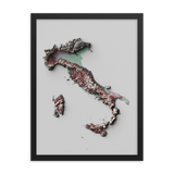 Italy Exaggerated Relief Map