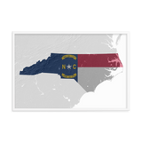 North Carolina Physical Map Flag Poster