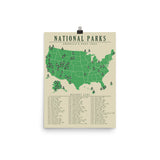 National Park Checklist Map Poster | Updated All 63