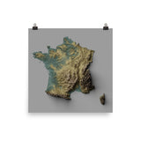 France Exaggerated Relief Map