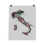 Italy Exaggerated Relief Map