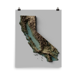 California Exaggerated Relief Map