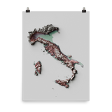 Italy Exaggerated Relief Map