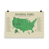National Park Checklist Map Horizontal | All 63 |