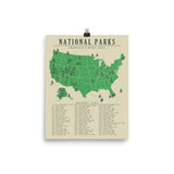 National Park Checklist Map Poster | Updated All 63