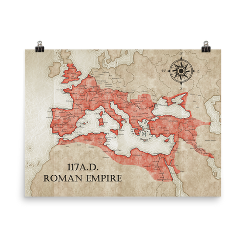Roman Empire 117 AD Vintage Style Map Poster