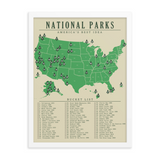 National Park Checklist Map Poster | Updated All 63